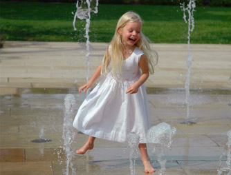 white dress in fountain